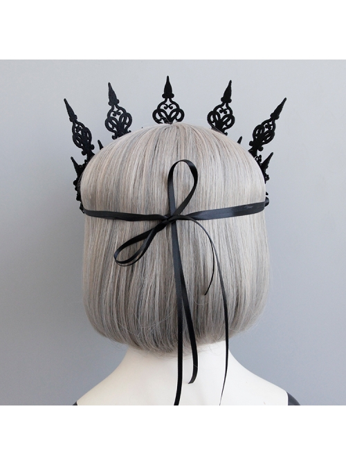 Dark Gothic Crown Black Halloween Witch Masquerade Show Garland Headband