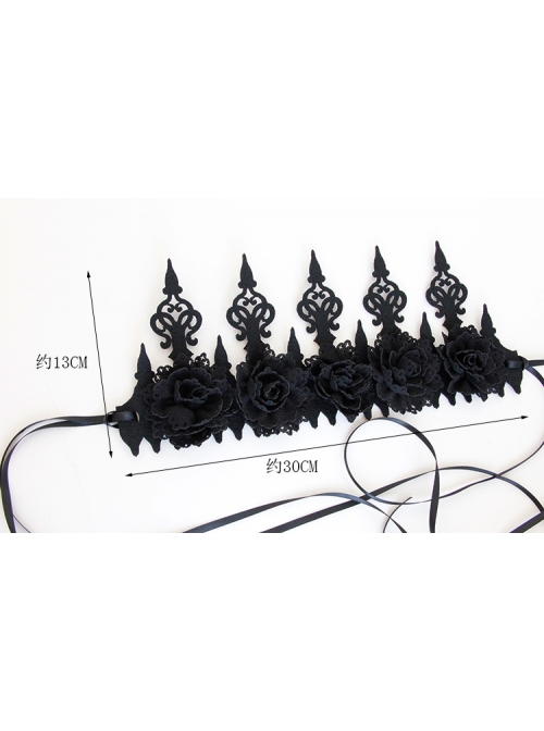 Dark Gothic Crown Black Halloween Witch Masquerade Show Garland Headband