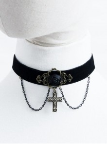 Punk Female Hip Hop Gothic Cross Fashion Black Velvet Necklace