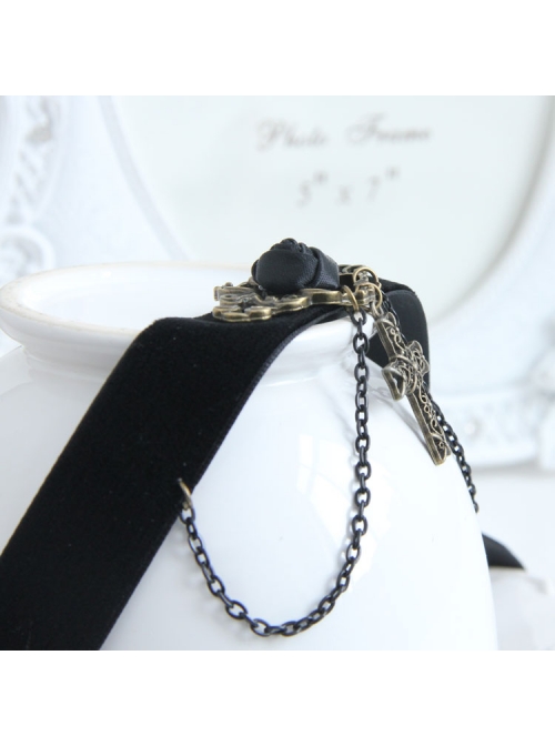 Punk Female Hip Hop Gothic Cross Fashion Black Velvet Necklace