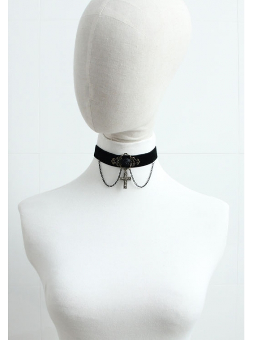 Punk Female Hip Hop Gothic Cross Fashion Black Velvet Necklace