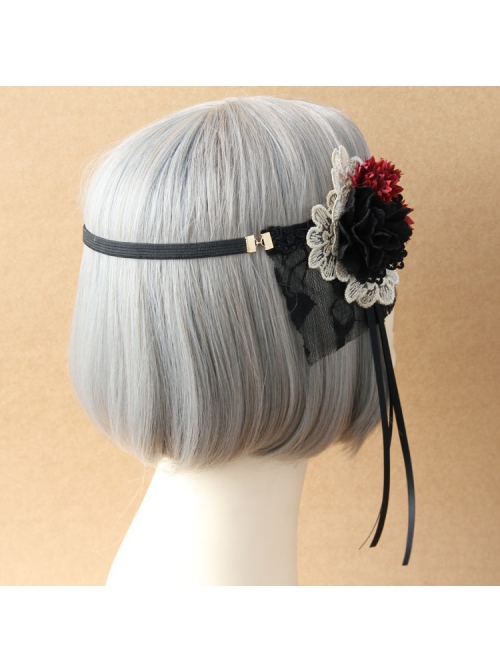 Retro Halloween Christmas Gothic Masquerade Princess Half Face Black Lace Roses Female Veil