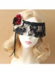 Retro Halloween Christmas Gothic Masquerade Princess Half Face Black Lace Roses Female Veil