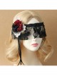 Retro Halloween Christmas Gothic Masquerade Princess Half Face Black Lace Roses Female Veil