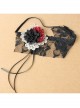 Retro Halloween Christmas Gothic Masquerade Princess Half Face Black Lace Roses Female Veil