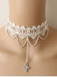 Lolita White Lace Cross Christmas Fashion Party Queen Short Necklace