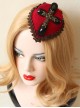 Red Gothic Cross Retro Halloween Party Dress Collocation Female Top Hat Hairpin