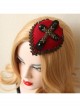 Red Gothic Cross Retro Halloween Party Dress Collocation Female Top Hat Hairpin