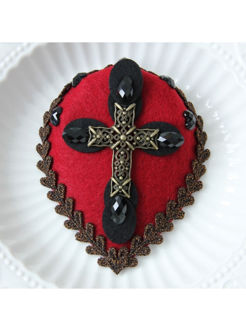 Red Gothic Cross Retro Halloween Party Dress Collocation Female Top Hat Hairpin