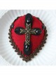 Red Gothic Cross Retro Halloween Party Dress Collocation Female Top Hat Hairpin