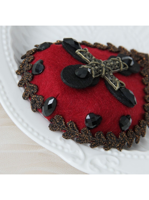 Red Gothic Cross Retro Halloween Party Dress Collocation Female Top Hat Hairpin
