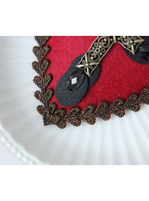 Red Gothic Cross Retro Halloween Party Dress Collocation Female Top Hat Hairpin