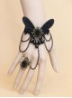 Retro One-Piece Chain With Ring Female Gothic Style Black Lace Bracelet
