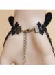 Retro One-Piece Chain With Ring Female Gothic Style Black Lace Bracelet