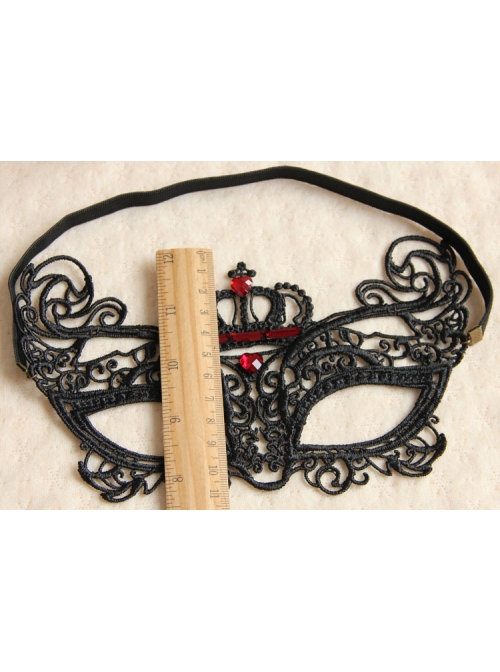 Gothic Prom Retro Princess Style Lace Crown Ruby Half Face Elastic Band Mask