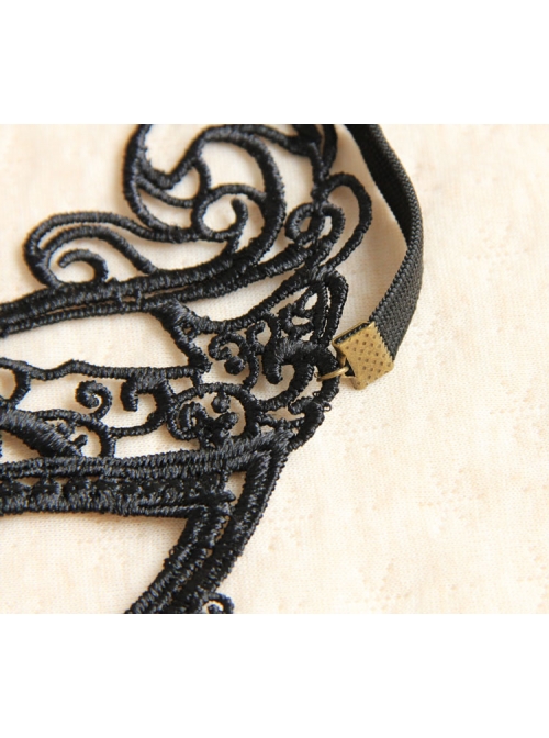 Gothic Prom Retro Princess Style Lace Crown Ruby Half Face Elastic Band Mask