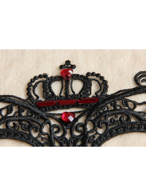 Gothic Prom Retro Princess Style Lace Crown Ruby Half Face Elastic Band Mask
