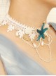 Fashion Beach Accessories Blue Starfish White Lace Choker