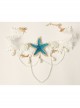 Fashion Beach Accessories Blue Starfish White Lace Choker