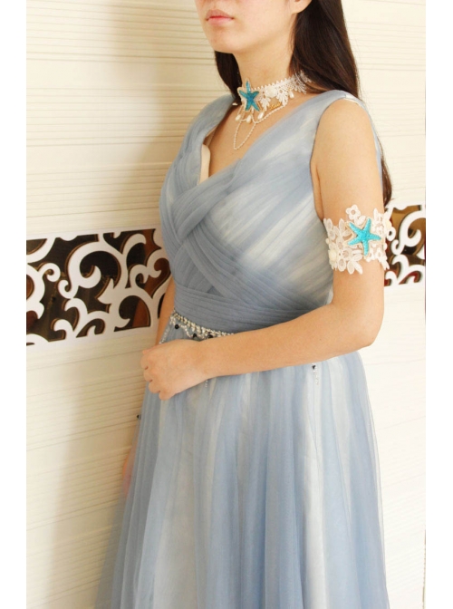 Fashion Beach Accessories Blue Starfish White Lace Choker