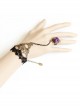 Retro Fashion Gothic Black Lace Rose Flower Female Bracelet Ring One Chain