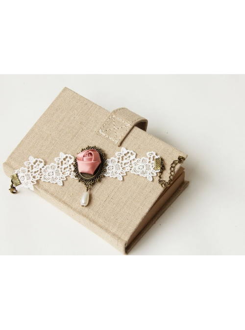 Lolita Lady Lace Pink Rose Female Bracelet Bride Bridesmaid Accessories
