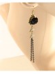 Gothic Black Rose Tassel Long Earrings Exaggerated Personality Jewelry