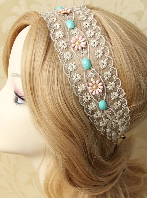 Bohemia Fresh Lace Flowers Hair Band Fashion Retro Female Headscarf