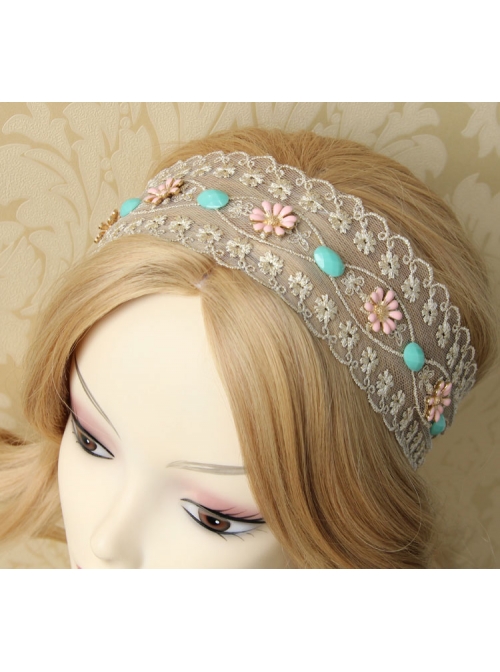 Bohemia Fresh Lace Flowers Hair Band Fashion Retro Female Headscarf