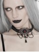 Black Woven Buckle Red Gemstones Gothic Necklace