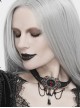 Black Woven Buckle Red Gemstones Gothic Necklace