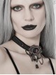 Black Woven Buckle Red Gemstones Gothic Necklace