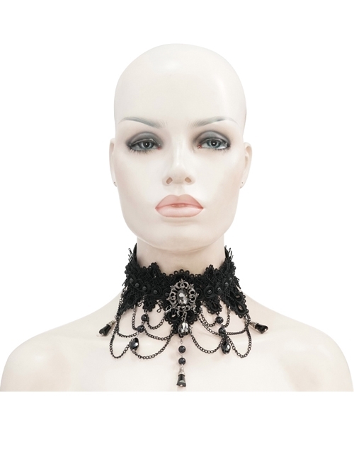 Black Spider Web Woven Black Crystal Pendant Gothic Necklace