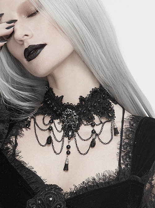 Black Spider Web Woven Black Crystal Pendant Gothic Necklace