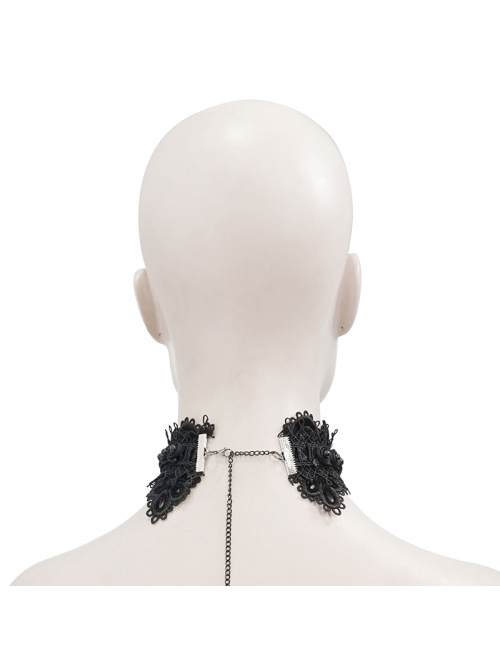 Black Spider Web Woven Black Crystal Pendant Gothic Necklace