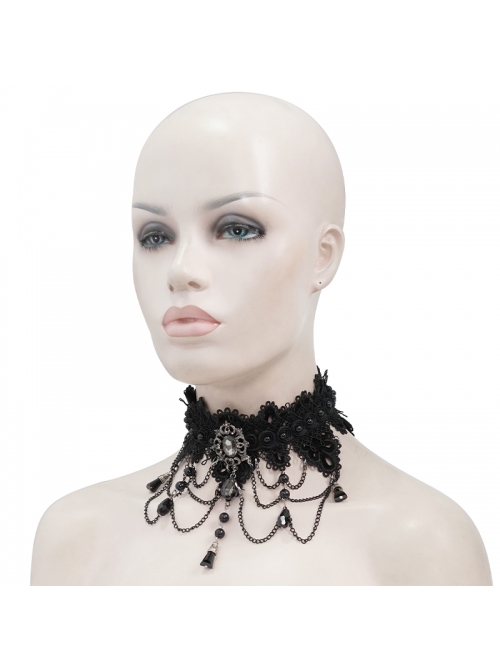 Black Spider Web Woven Black Crystal Pendant Gothic Necklace