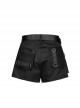 I-Shaped Clasp Belt Multi-Level Pocket Pit Ribbon Decoration Black Punk High Waist Shorts