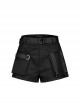 I-Shaped Clasp Belt Multi-Level Pocket Pit Ribbon Decoration Black Punk High Waist Shorts