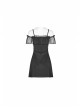 Off-Shoulder Front Chest Chiffon Flounce Black Gothic Imitation Silk Sling Dress