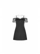 Off-Shoulder Front Chest Chiffon Flounce Black Gothic Imitation Silk Sling Dress