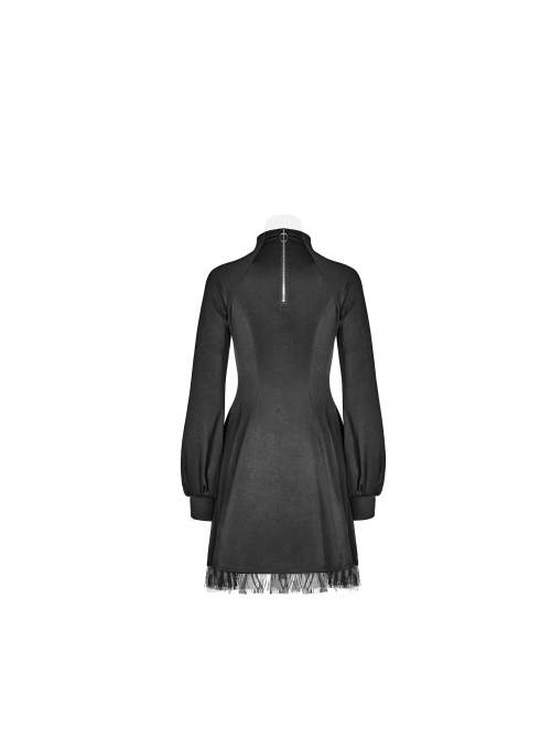 black dress with mesh chest French Vintage Black Sheer Mesh Evening Mini Dress