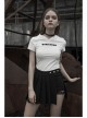 Fake Two-Piece Side Metal Buckle Black Punk Pleated Skirt