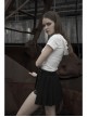 Fake Two-Piece Side Metal Buckle Black Punk Pleated Skirt