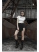 Fake Two-Piece Side Metal Buckle Black Punk Pleated Skirt