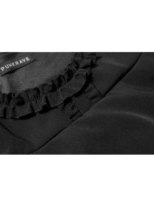 Waist Fungus Edge Decoration Black Punk Chiffon Metal Chain Suspender Skirt