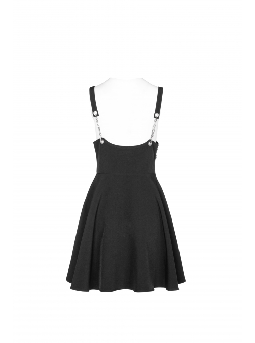 Waist Fungus Edge Decoration Black Punk Chiffon Metal Chain Suspender Skirt