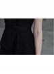 Leather Shoulder Strap Waist Cross Belt Irregular Mesh Hem Black Punk Dress