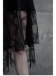 Leather Shoulder Strap Waist Cross Belt Irregular Mesh Hem Black Punk Dress