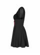 Black Mesh Bubble Sleeve Flounce Cuff Back Waist Red Lace-Up Gothic Dress