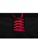 Black Mesh Bubble Sleeve Flounce Cuff Back Waist Red Lace-Up Gothic Dress